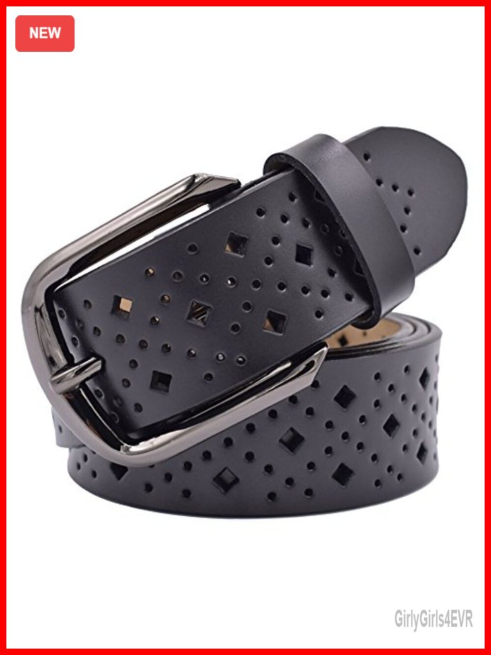 Hollow Leather Belt Women Soft Genuine Leather Pin Buckle Waist Belt